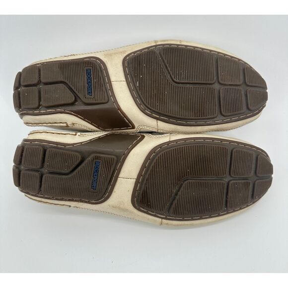 Rockport Driving Loafers Ivory Leather‎ Washable Mens Size 10M APM7457W - Picture 7 of 8